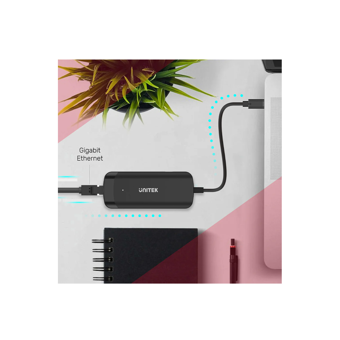 Unitek uHUB Q4+ 4-in-1 Powered USB-C Ethernet Hub in Qatar Unitek uHUB Q4+ 4-in-1 Powered USB-C Ethernet Hub in Qatar
